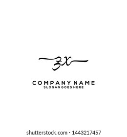 ZX Initial handwriting logo template vector