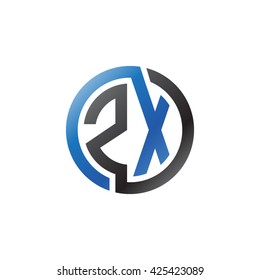 ZX initial letters looping linked circle logo blue black