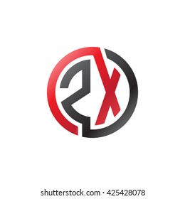 ZX initial letters looping linked circle logo red black