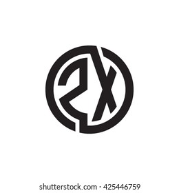 ZX initial letters looping linked circle monogram logo