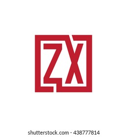 ZX initial letters looping linked square logo red
