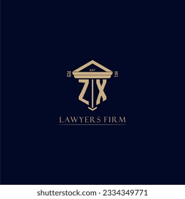 Logotipo inicial de la firma de abogados en monograma ZX con diseño de hitos
