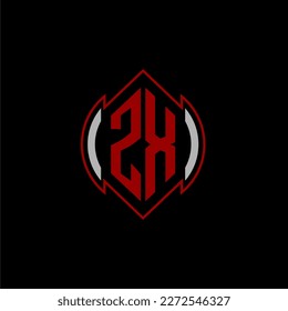 ZX initial monogram logo for gaming with Gemoteric line shape style design on isolated background