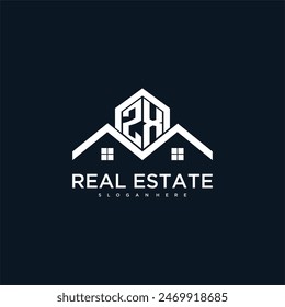 Logo de monograma inicial ZX para bienes raíces con diseño creativo de techo y Imagen para el hogar