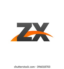 ZX initial overlapping swoosh letter logo black orange