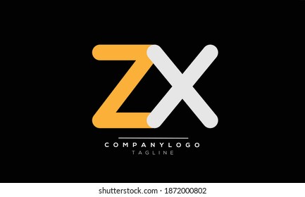 ZX initials monogram letter text alphabet logo design