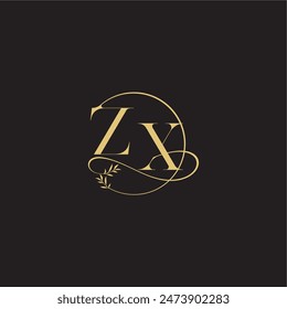 ZX letter circle and organic style luxury concept wedding monogram design
