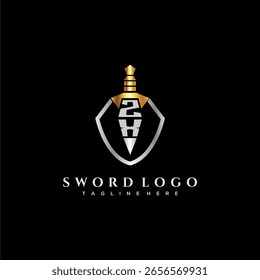 Monograma de lujo de la letra de ZX para la Imagen del estilo del escudo y de la espada