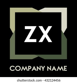 ZX letters business logo creative  icon design template elements in abstract background logo, design identity in square with four colors, modern alphabet letters
