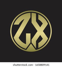 ZX Logo monogram circle with piece ribbon style on gold colors