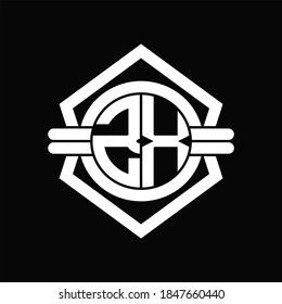 ZX logo monogram with circle shape isolated hexagon emblem rounded design template on black background
