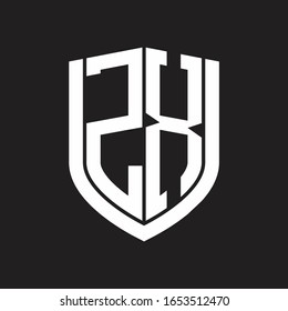 ZX Logo monogram with emblem shield design isolated on black background