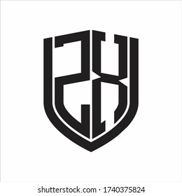 ZX Logo monogram with emblem shield design isolated on white background