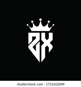 ZX logo monogram emblem style with crown shape design template