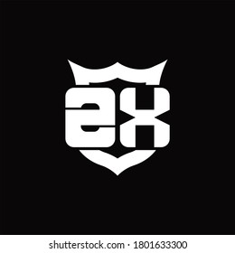 ZX Logo monogram with shield around crown shape design template
