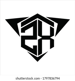ZX Logo monogram with wings arrow around design template on white background