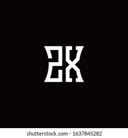 ZX monogram logo with curved side style design template