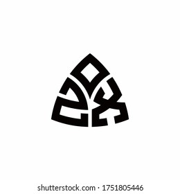 ZX monogram logo with modern triangle style design template isolated on white background