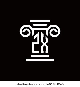 ZX monogram logo with pillar style design template