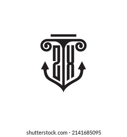 ZX pillar and anchor combination concept logo in high quality design
