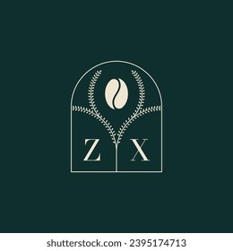 ZX Unique and simple logo design combination of letters and coffee bean