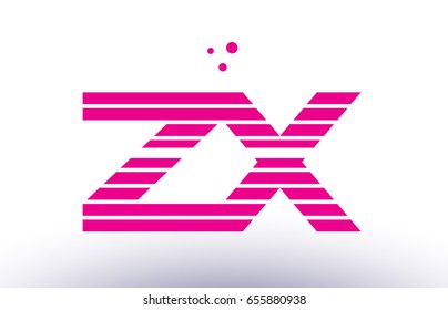 zx z x alphabet letter logo pink purple line stripe company design template creative abstract vector