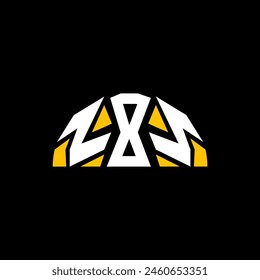 Logo de la letra ZXZ. Logo de ZXZ. Letra ZXZ. Iniciales Tipografía ZXZ para empresas, tecnología y marcas inmobiliarias.