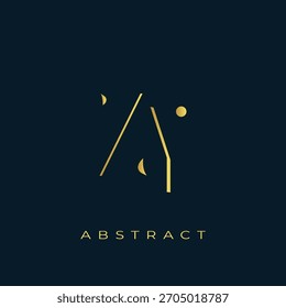 ZY Abstractas diseño de logotipo dorado. Abstractas composición de símbolos de oro sobre un fondo azul marino oscuro