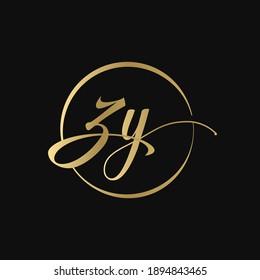 ZY Gold Luxury Color Logo Design vector Template With Black Background