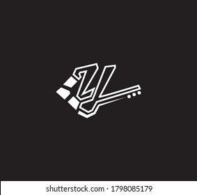 Diseño de logotipo de monograma de guitarra