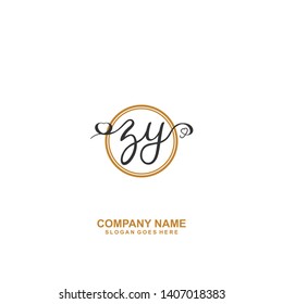ZY Initial handwriting logo vector