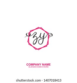 ZY Initial handwriting logo vector
