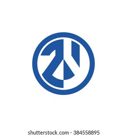 ZY initial letters circle business logo blue