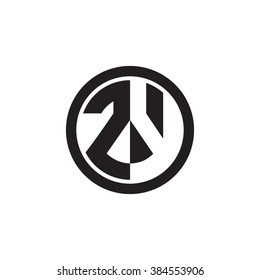 ZY initial letters circle monogram logo