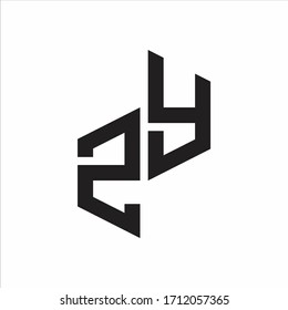 ZY Initial Letters logo monogram with up to down style