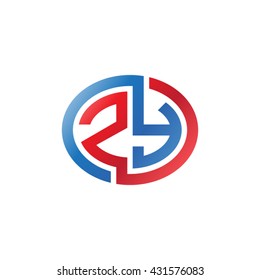 ZY initial letters looping linked ellipse logo red blue
