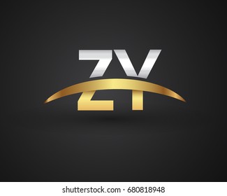 ZY initial logo company name colored gold and silver swoosh design. vector logo for business and company identity.
