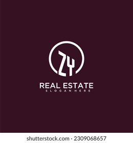 ZY initial monogram building logo for real estate with creative circle style design