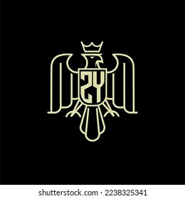 ZY initial monogram logo for eagle  crown image vector design