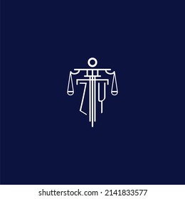 ZY initial monogram logo for lawfirm with scale vector design