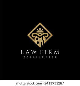 Logotipo de monograma inicial ZY para la firma de abogados con pilar en diseño cuadrado creativo
