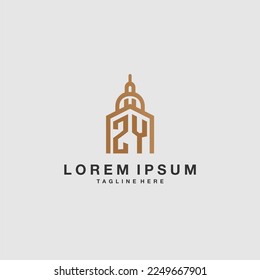 Logotipo inicial de ZY monograma inmobiliario con diseño imperium