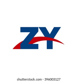 ZY initial overlapping swoosh letter logo blue red