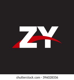 ZY initial overlapping swoosh letter logo white red black background