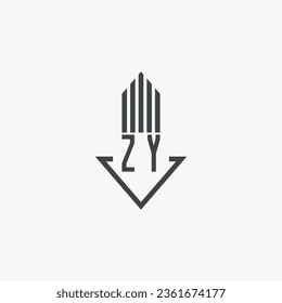ZY initialisiert Stockillustration des Real Estate Logos. Logo-Vektorgrafik