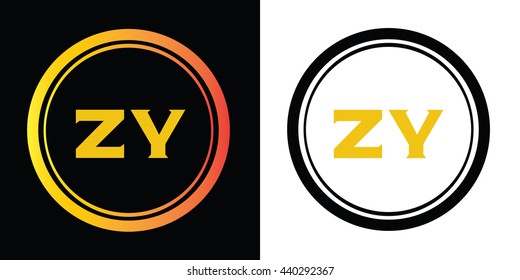 ZY letters icon design template elements in abstract background logo, design identity in circle, alphabet letter