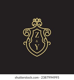 ZY line vintage initial logo in high quality professional design that will print well across any print media