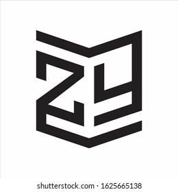 ZY Logo Emblem Monogram With Shield Style Design Template Isolated On white Background