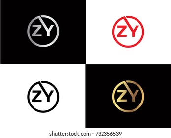 ZY Logo. Letter Design Vector with Red and Black Gold Silver Colors



