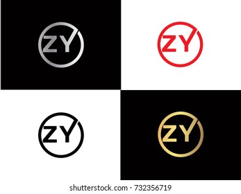 ZY Logo. Letter Design Vector with Red and Black Gold Silver Colors


